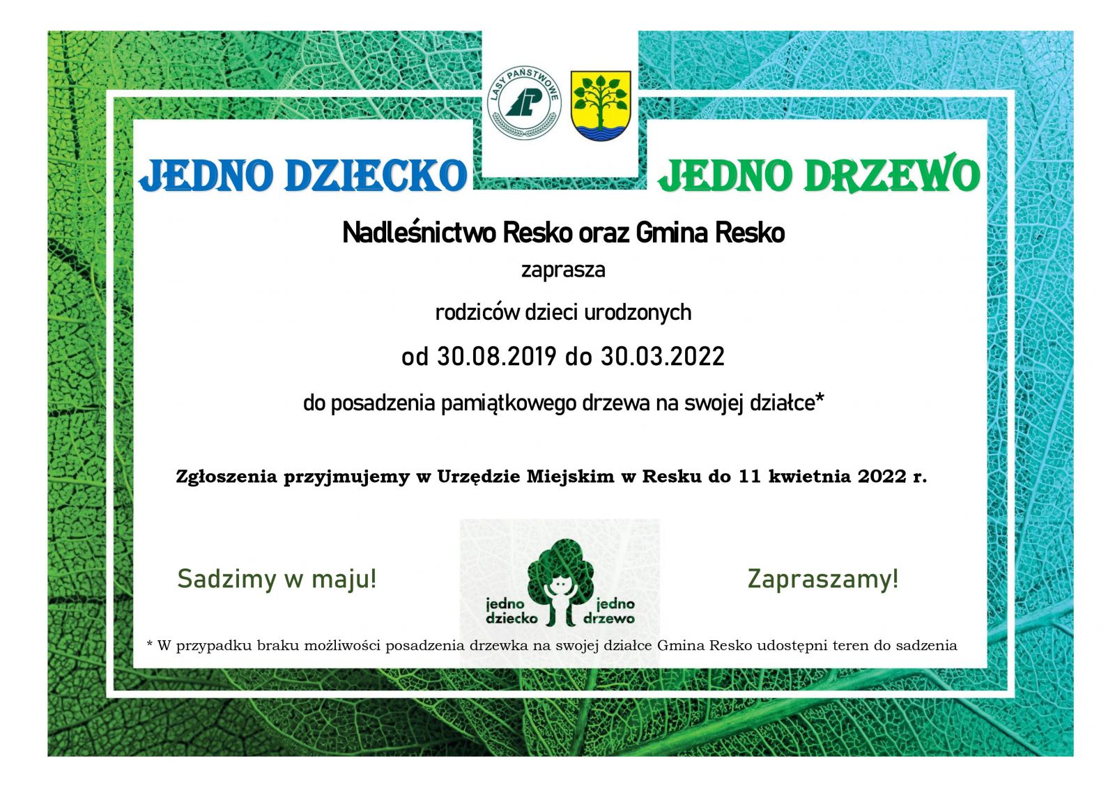 Plakat akcji jedno dziecko jedno drzewo